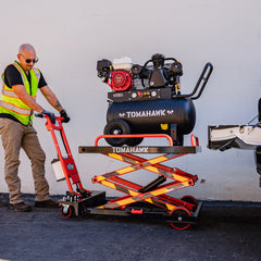 Tomahawk Electric Hydraulic Lift Table – 600 lb, 59 in. Extension Portable Powered Scissor Lift Cart for Warehouses, Shops & Material Handling