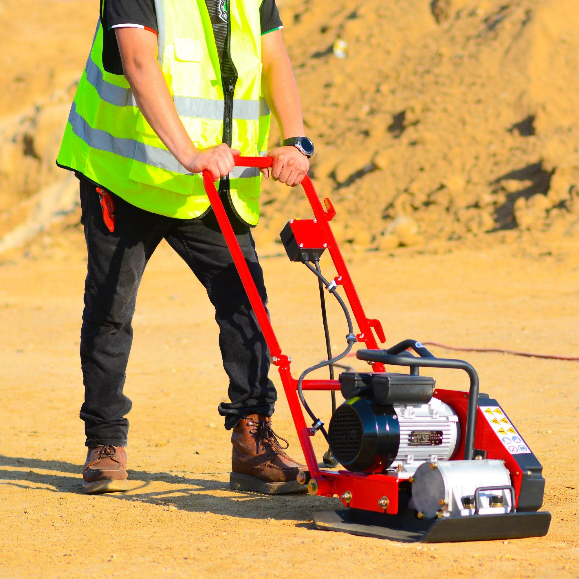 Tomahawk 2 HP Electric Vibratory Plate Compactor Tamper for Gravel Soil Compaction - Machine Horizon Tomahawk 2 HP Electric Vibratory Plate Compactor Tamper for Gravel Soil Compaction - Machine Horizon