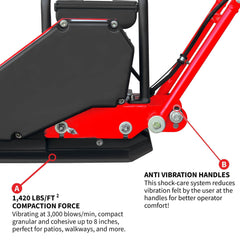 Tomahawk 2 HP Electric Vibratory Plate Compactor Tamper for Gravel Soil Compaction - Machine Horizon