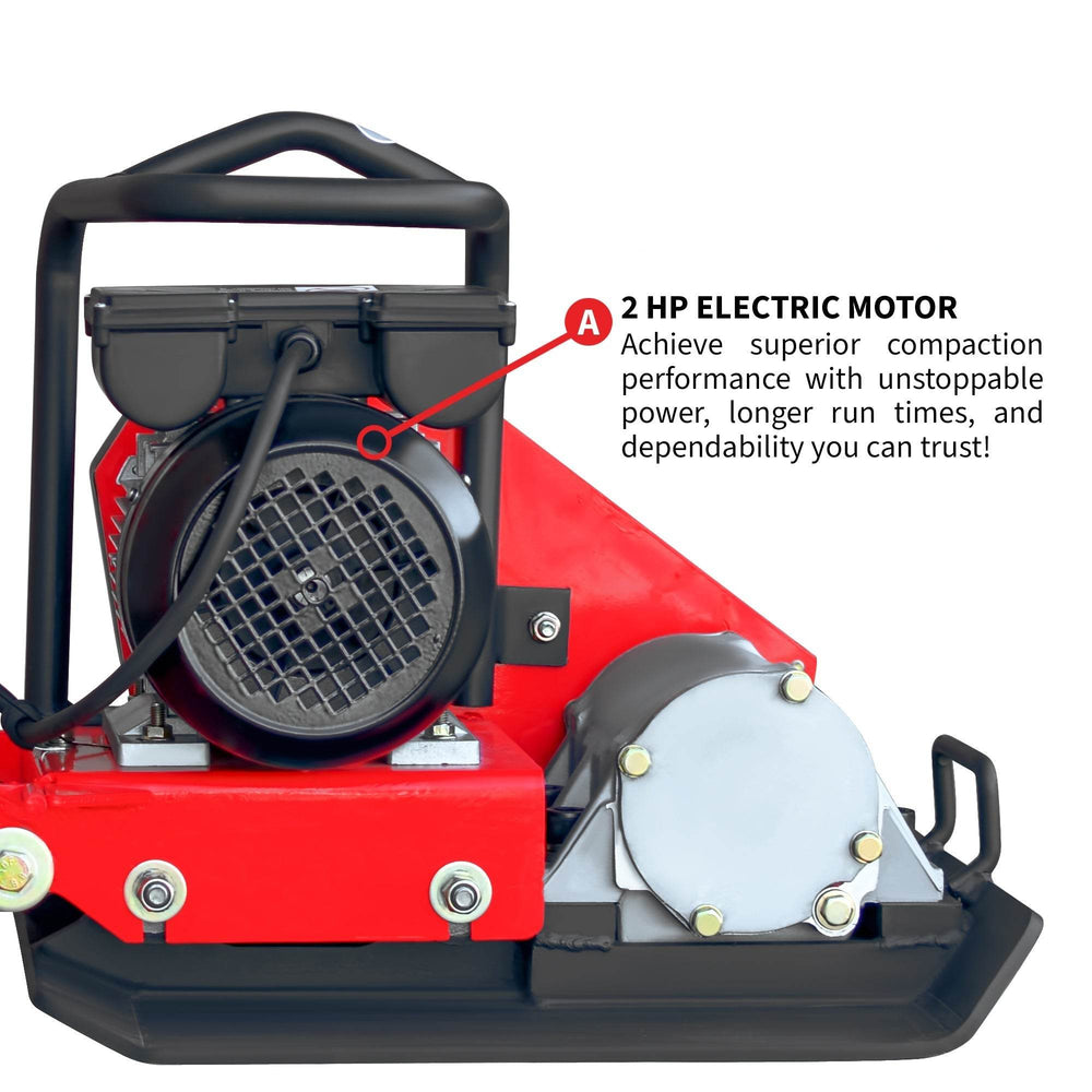 Tomahawk 2 HP Electric Vibratory Plate Compactor Tamper for Gravel Soil Compaction - Machine Horizon