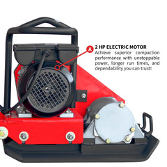 Tomahawk 2 HP Electric Vibratory Plate Compactor Tamper for Gravel Soil Compaction - Machine Horizon