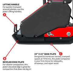 Tomahawk 2 HP Electric Vibratory Plate Compactor Tamper for Gravel Soil Compaction - Machine Horizon