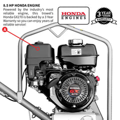 Tomahawk 36" Honda Concrete Fast Pitch Power Trowel with 9HP Honda GX270 Finishing Blades Finishing Tool - Machine Horizon