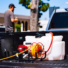 Tomahawk 1.6HP Skid Sprayer Barrel Mount Only with Honda GX35 100ft Hose and 500 PSI Pump for Pest Control - Machine Horizon