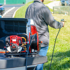 Tomahawk 1.6HP Skid Sprayer Barrel Mount Only with Honda GX35 100ft Hose and 500 PSI Pump for Pest Control - Machine Horizon