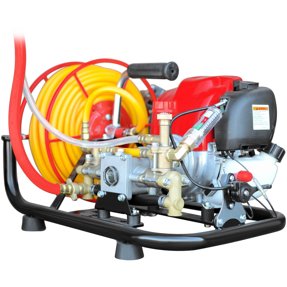 Tomahawk 1.6HP Skid Sprayer Barrel Mount Only with Honda GX35 100ft Hose and 500 PSI Pump for Pest Control - Machine Horizon