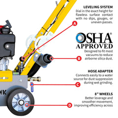 Tomahawk 10" Honda Concrete Floor Grinder 10HP GXV390 Motor for Smoothing, Floor Prep, Coatings