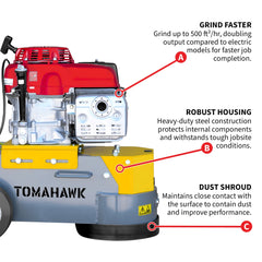 Tomahawk 10" Honda Concrete Floor Grinder 10HP GXV390 Motor for Smoothing, Floor Prep, Coatings