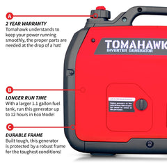 Tomahawk 2000 Watt Inverter Generator Super Quiet Portable Gas Power Professional Use - Machine Horizon