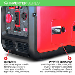 Tomahawk 3000 Watt Inverter Generator Super Quiet Portable Gas Power Professional Use - Machine Horizon