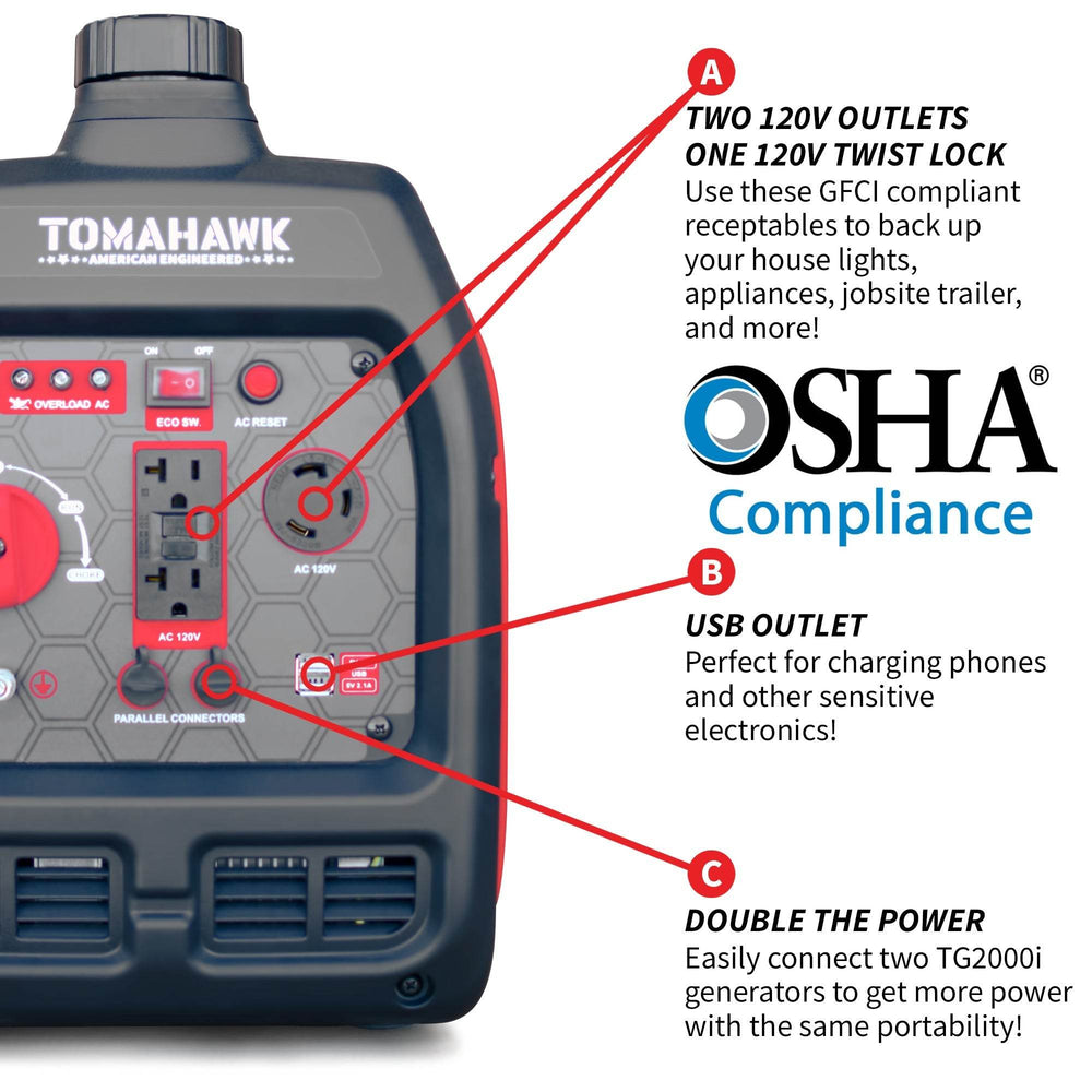 Tomahawk 3000 Watt Inverter Generator Super Quiet Portable Gas Power Professional Use - Machine Horizon