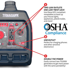 Tomahawk 3000 Watt Inverter Generator Super Quiet Portable Gas Power Professional Use - Machine Horizon