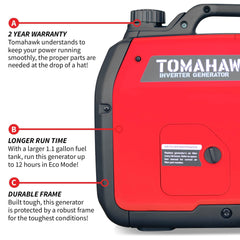 Tomahawk 3000 Watt Inverter Generator Super Quiet Portable Gas Power Professional Use - Machine Horizon