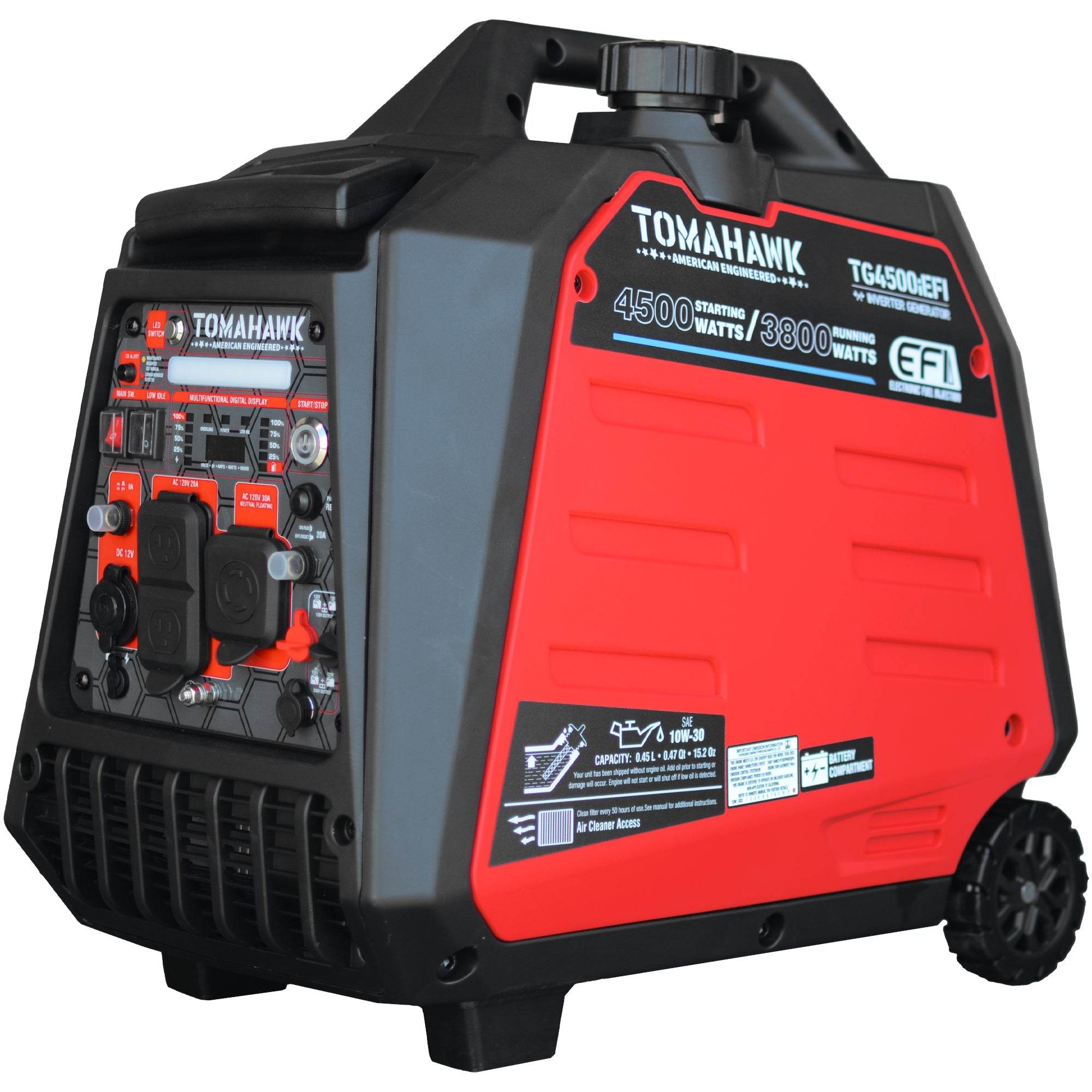 Tomahawk 4500 Watt Inverter Generator Electronic Fuel Injection EFI Super Quiet Portable Gas Power Professional Use - Machine Horizon Tomahawk 4500 Watt Inverter Generator Electronic Fuel Injection EFI Super Quiet Portable Gas Power Professional Use - Machine Horizon