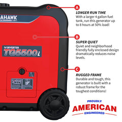 Tomahawk 5500 Watt Inverter Generator Super Quiet Portable Gas Power Professional Use - Machine Horizon