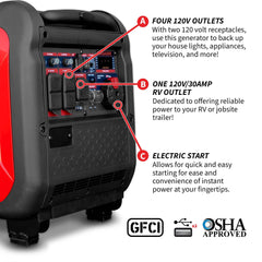 Tomahawk 5500 Watt Inverter Generator Super Quiet Portable Gas Power Professional Use - Machine Horizon