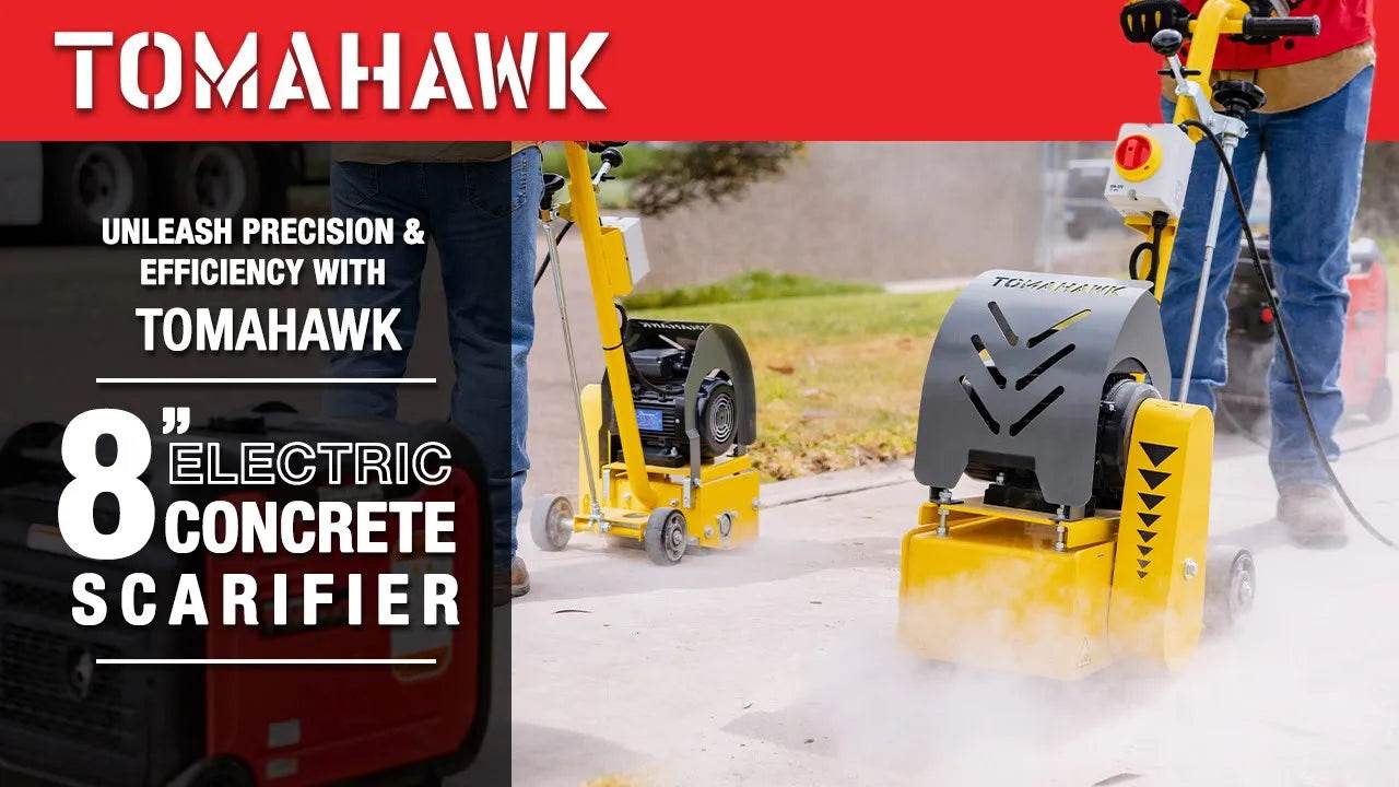 Tomahawk Electric 8” Concrete Scarifier Planer Grinder for Sidewalk Trip Hazard Repair, Traffic Line Removal - Machine Horizon Tomahawk Electric 8” Concrete Scarifier Planer Grinder for Sidewalk Trip Hazard Repair, Traffic Line Removal - Machine Horizon
