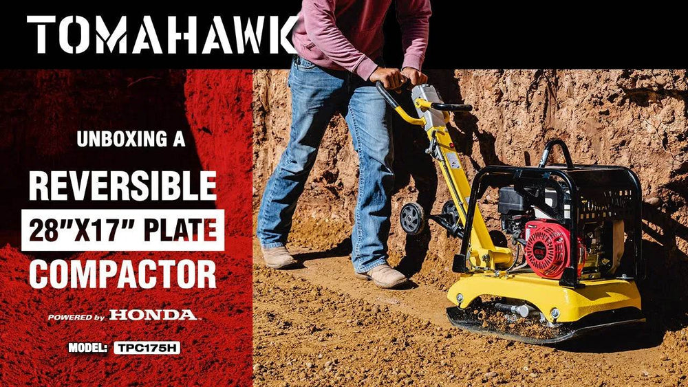 Tomahawk 6.5 HP Honda Reverse Hydraulic Plate Compactor for Soil, Aggregate, Cohesive Compaction - Machine Horizon