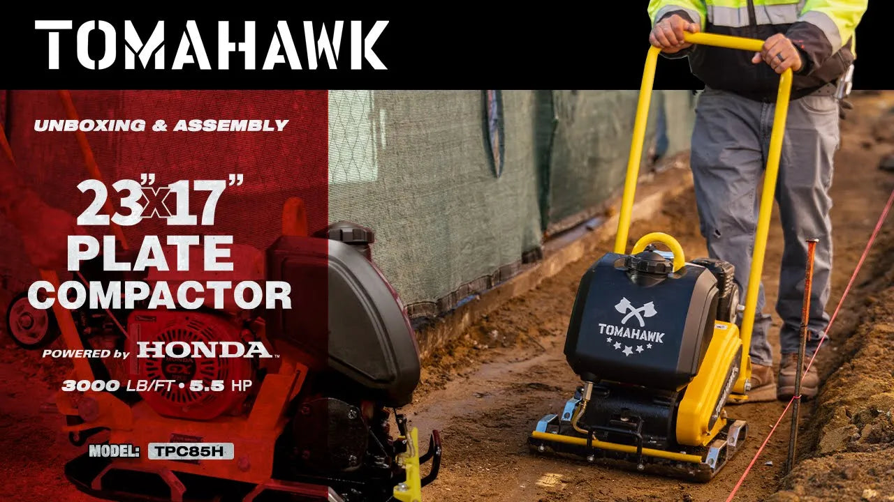Tomahawk 5.5 HP Honda Vibratory Plate Compactor 23x17" for Soil Asphalt Paver Compaction - Machine Horizon Tomahawk 5.5 HP Honda Vibratory Plate Compactor 23x17" for Soil Asphalt Paver Compaction - Machine Horizon