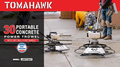 Tomahawk 30" Portable Concrete Power Trowel with 18ft Bull Float Handle 37cc Engine - Machine Horizon