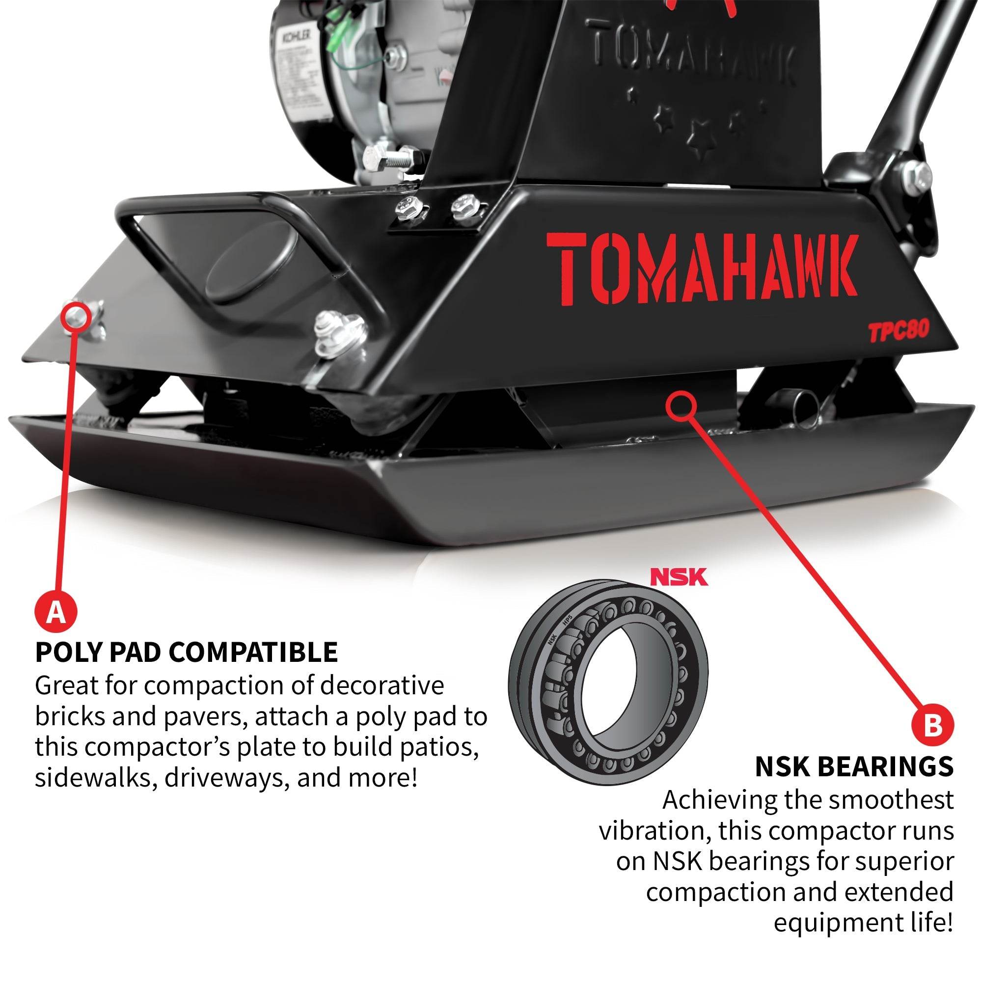 Tomahawk Vibratory Plate Compactor Tamper with Kohler Engine for Dirt Gravel Soil Compaction - Machine Horizon Tomahawk Vibratory Plate Compactor Tamper with Kohler Engine for Dirt Gravel Soil Compaction - Machine Horizon