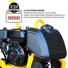Tomahawk 5.5 HP Honda Vibratory Plate Compactor 23x17" for Soil Asphalt Paver Compaction - Machine Horizon