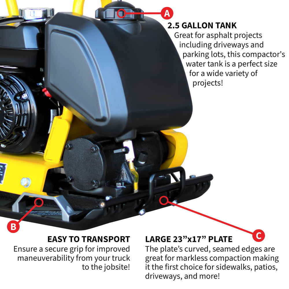 Tomahawk 5.5 HP Honda Vibratory Plate Compactor 23x17" for Soil Asphalt Paver Compaction - Machine Horizon