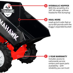 Tomahawk 30" Concrete Power Buggy Electric Battery Mini Dumper 660-lb. Bucket Capacity - Machine Horizon
