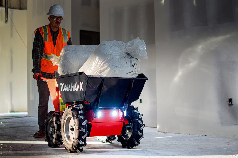 Tomahawk 30" Concrete Power Buggy Electric Battery Mini Dumper 660-lb. Bucket Capacity - Machine Horizon