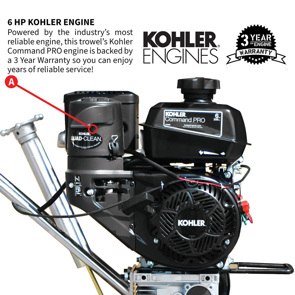 Tomahawk 24" Concrete Power Trowel Edger 6HP Kohler Float Pan Blade Screed Finishing Tool - Machine Horizon