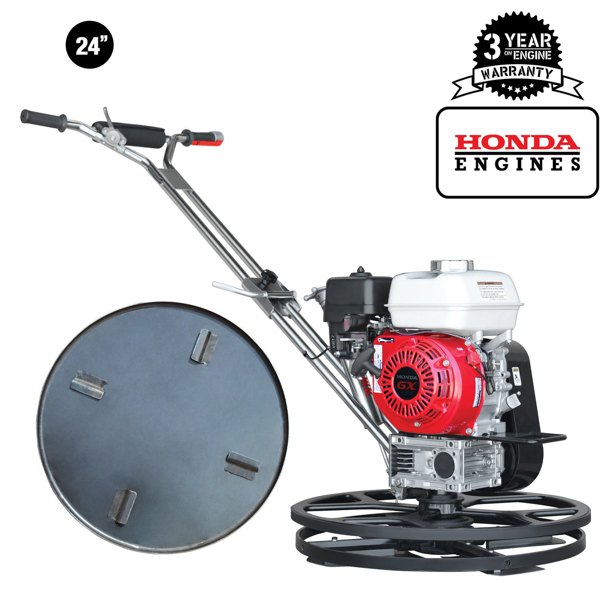 Tomahawk 24" Concrete Power Trowel Edger 5.5HP Honda Float Pan Blade Screed Finishing Tool - Machine Horizon