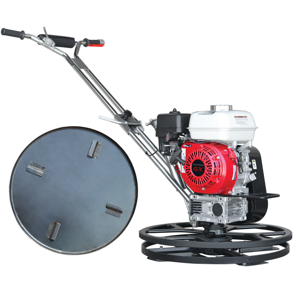 Tomahawk 24" Concrete Power Trowel Edger 5.5HP Honda Float Pan Blade Screed Finishing Tool - Machine Horizon