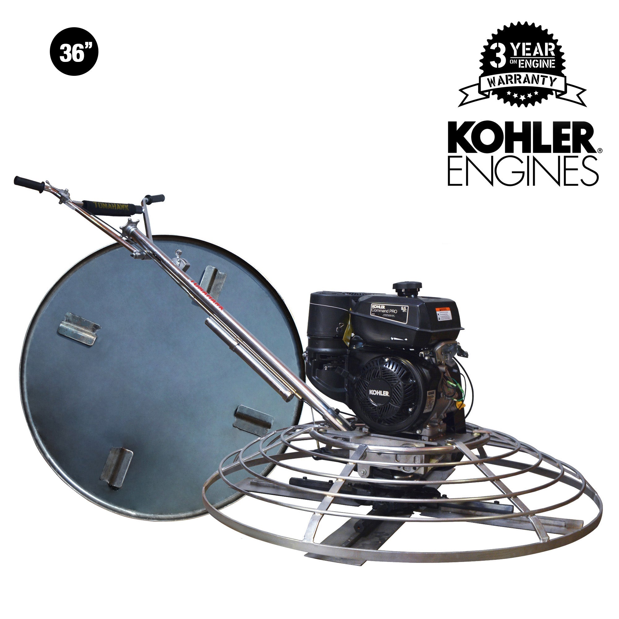 Tomahawk 36" Concrete Power Trowel 6HP Kohler Float Pan Screed Edge Cement Finishing Tool - Machine Horizon Tomahawk 36" Concrete Power Trowel 6HP Kohler Float Pan Screed Edge Cement Finishing Tool - Machine Horizon