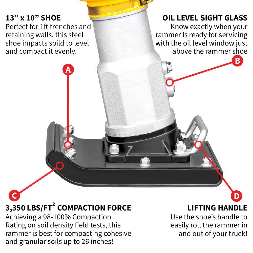 Tomahawk 3 HP Honda Vibratory Rammer Tamper with Honda GX100 Engine 3350 lbs/ft - Machine Horizon