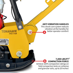 Tomahawk 6.5 HP Honda Reverse Hydraulic Plate Compactor for Asphalt, Aggregate, Cohesive Soil Compaction - Machine Horizon