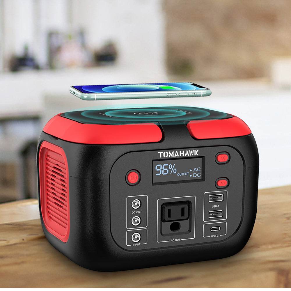 Tomahawk Portable Power Station, 155Wh 200W 4-Port Backup Lithium Battery, AC DC Outlet, 60W USB-C USB-A Pure Sine Wave Outlet, Digital, LED Light for Outdoor Camping, RV - Machine Horizon