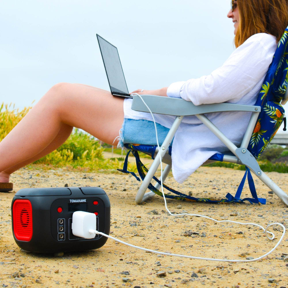 Tomahawk Portable Power Station, 155Wh 200W 4-Port Backup Lithium Battery, AC DC Outlet, 60W USB-C USB-A Pure Sine Wave Outlet, Digital, LED Light for Outdoor Camping, RV - Machine Horizon