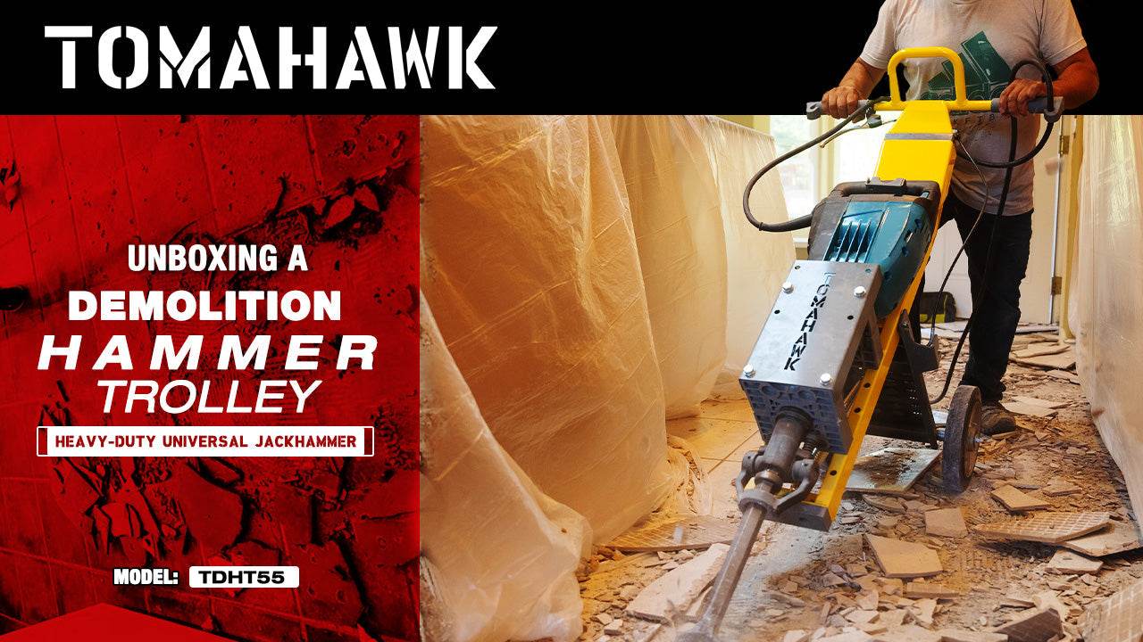 Tomahawk Demo Hammer Trolley – Heavy-Duty Universal Jackhammer Support Anti-Vibration Ergonomic Design for Effortless Demolition - Machine Horizon Tomahawk Demo Hammer Trolley – Heavy-Duty Universal Jackhammer Support Anti-Vibration Ergonomic Design for Effortless Demolition - Machine Horizon