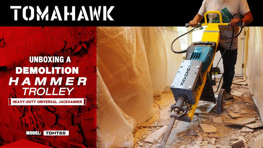 Tomahawk Demo Hammer Trolley – Heavy-Duty Universal Jackhammer Support Anti-Vibration Ergonomic Design for Effortless Demolition - Machine Horizon