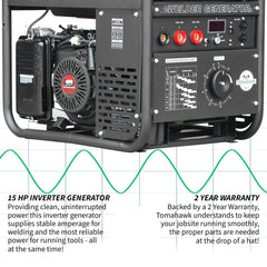 Tomahawk 210 Amp Engine Driven Welder Generator 2000 Watt 15 HP Gas Powered - Machine Horizon
