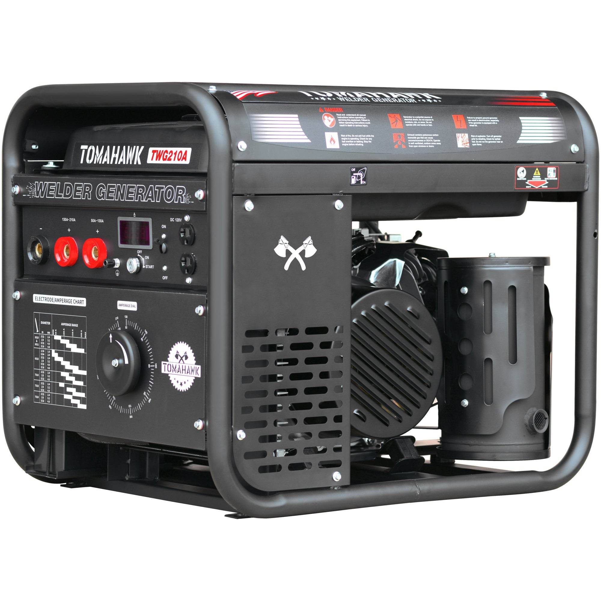 Tomahawk 210 Amp Engine Driven Welder Generator 2000 Watt 15 HP Gas Powered - Machine Horizon Tomahawk 210 Amp Engine Driven Welder Generator 2000 Watt 15 HP Gas Powered - Machine Horizon