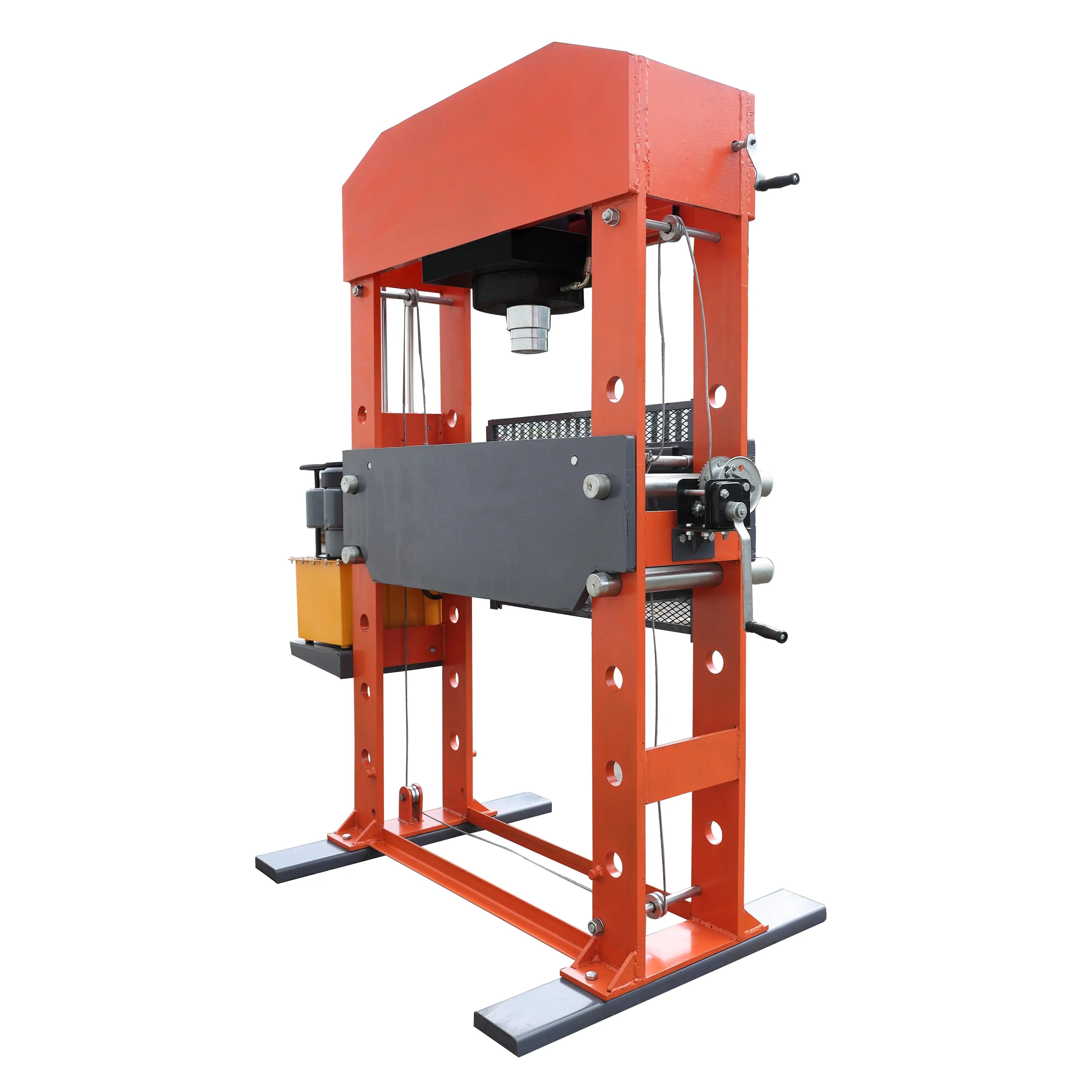 150 Ton Capacity Electric Hydraulic Shop Press, Heavy Duty Pressing, Protective Grid Guard, Fully Welded H-Frame, TMG-SP150
