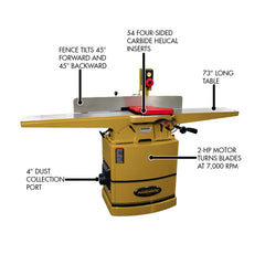 Powermatic 60HH, 8-Inch Jointer, Helical Cutterhead, 2HP, 1PH 230V