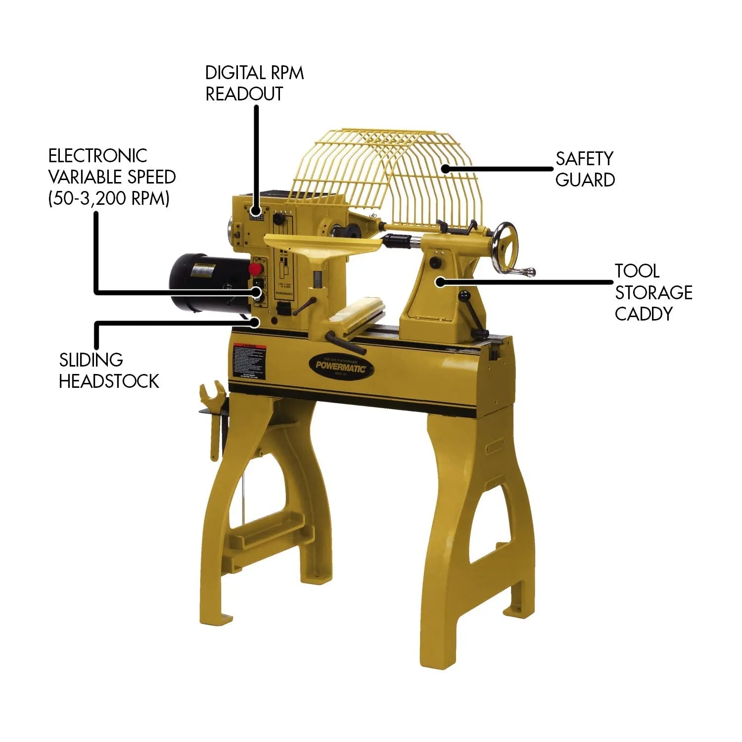 Powermatic 2020B Lathe, 2HP, 1 or 3PH, 220V