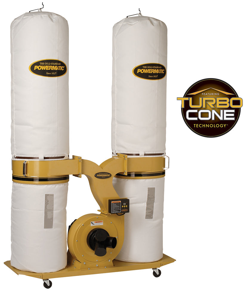 Powermatic PM1900TX-BK1 Dust Collector with 30-Micron Bag Filter Kit, 3HP, 1PH, 230V 1792071K