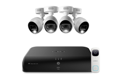 Lorex Fusion 4K 12-Channel (8 Wired + 4 Wi-Fi) 2TB DVR System with 4 Analog Active Deterrence Cameras and 2K Wired Video Doorbell