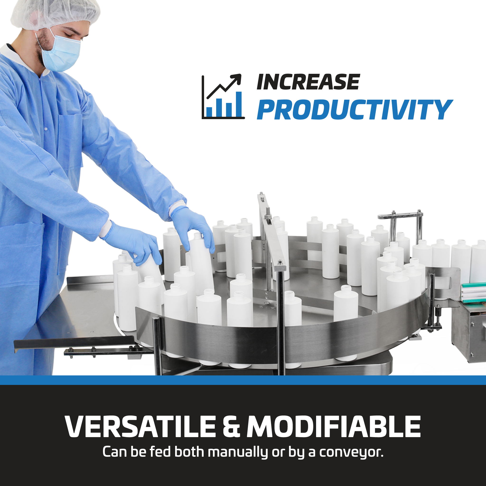 Jores Technologies 39" Stainless Steel Rotary Accumulation Table and Container Unscrambler