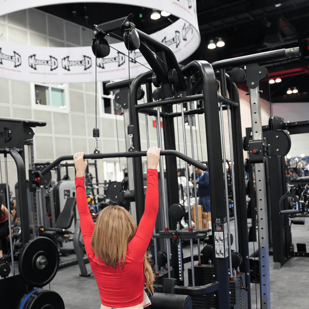 4 Stack Megatron Deluxe Jungle Gym - Muscle D Fitness - Commercial Lat Pull, Low Row, Adj. Hi/Low Pulleys - Machine Horizon