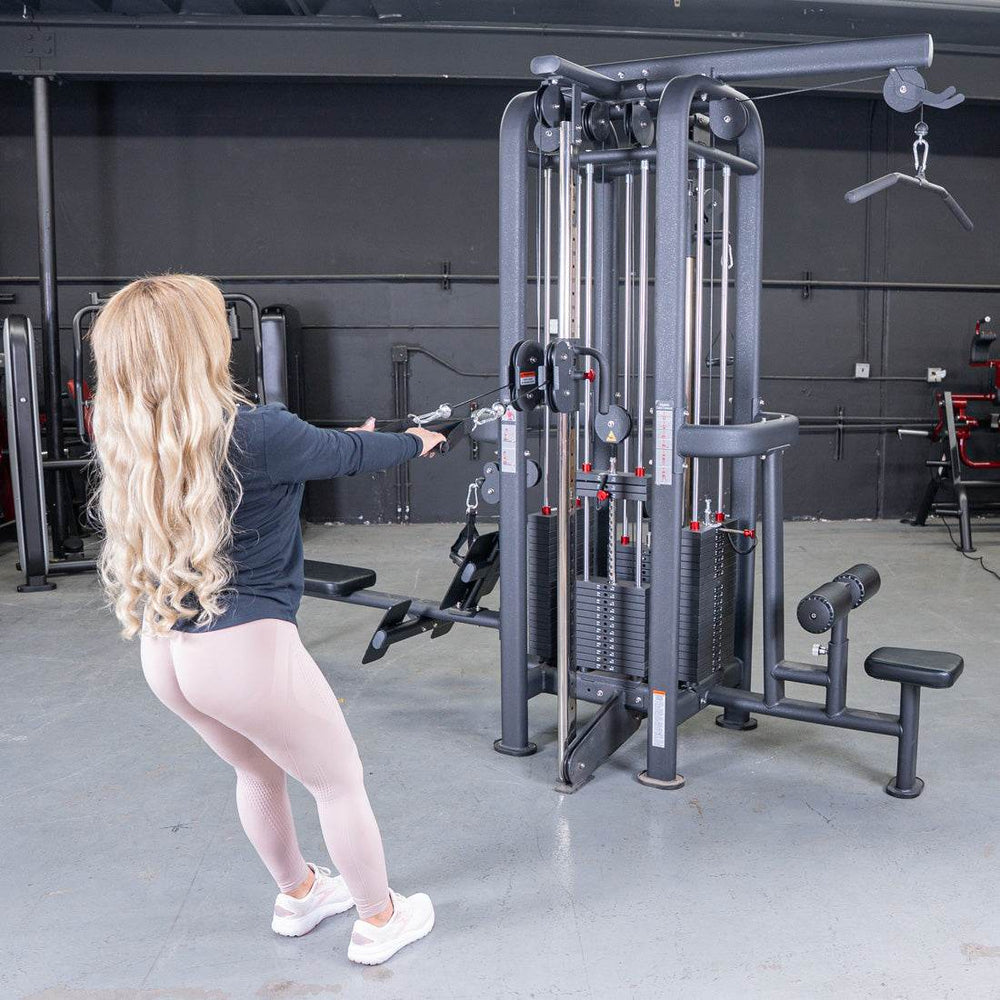 4 Stack Megatron Standard Jungle Gym - 2 Colors - Muscle D Fitness - Low Row, Lat Pulldown, Single Handle Hi/low Pulley, Double Hi/Low Pulley - Machine Horizon