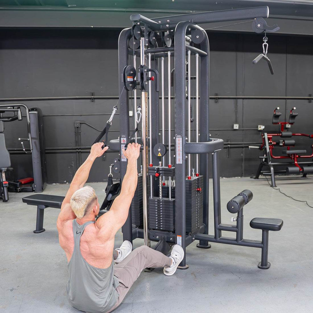 4 Stack Megatron Standard Jungle Gym - 2 Colors - Muscle D Fitness - Low Row, Lat Pulldown, Single Handle Hi/low Pulley, Double Hi/Low Pulley - Machine Horizon